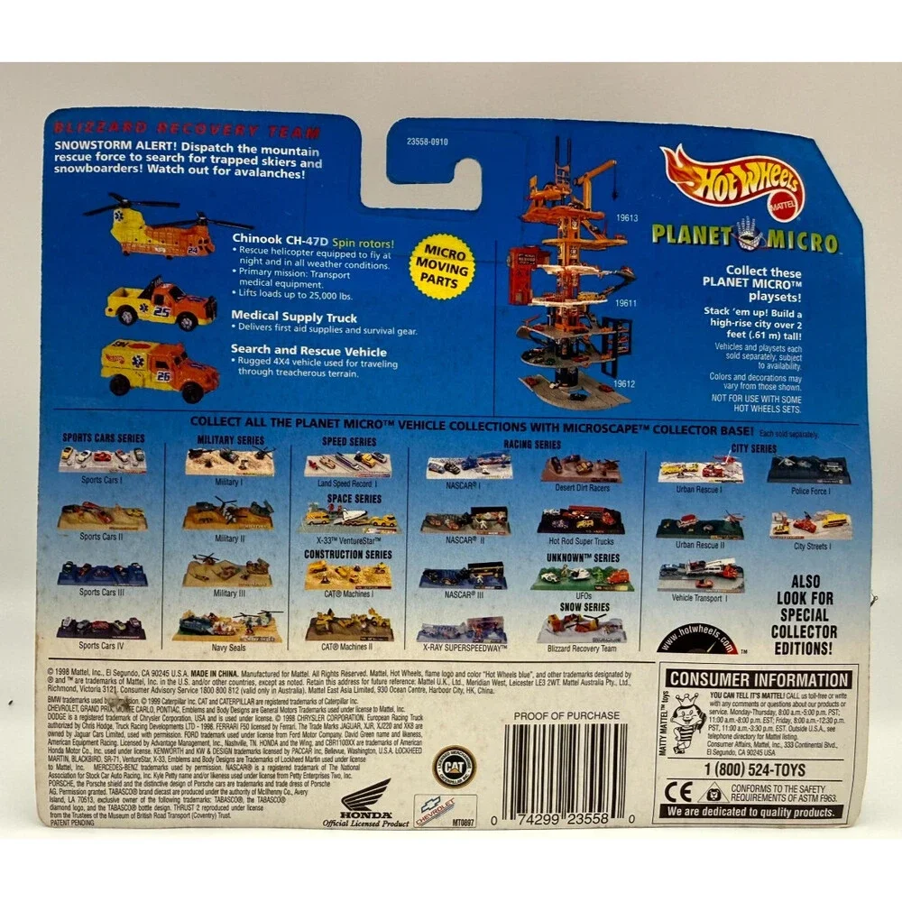 Vintage 1998 Hot Wheels Planet Micro Blizzard Recovery Team Set Sealed